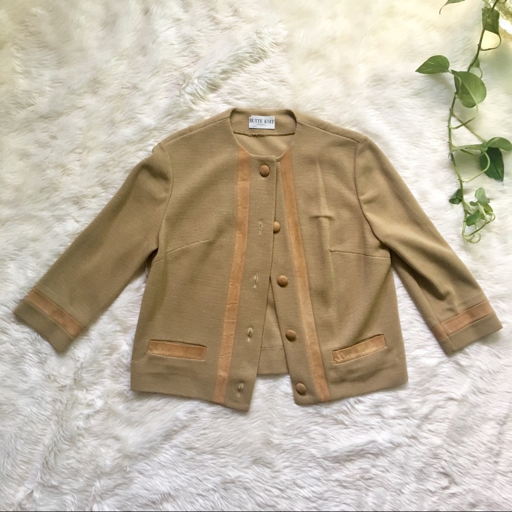 1960s 100% Wool Suede Half Sleeve Cardigan